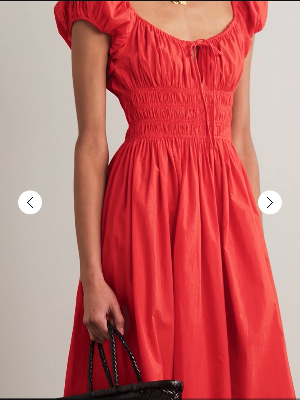 NEW Doen Quinn Red Puff Sleeve Smocked Midi Dress New with tags - Picture 7 of 15